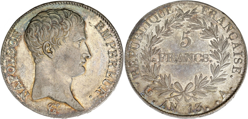 FRANCE
Premier Empire / Napoléon Ier (1804-1814). 5 francs tête nue, calendrier ...