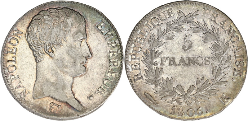 FRANCE
Premier Empire / Napoléon Ier (1804-1814). 5 francs République, calendrie...