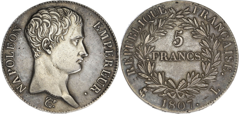 FRANCE
Premier Empire / Napoléon Ier (1804-1814). 5 francs République, calendrie...
