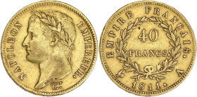 FRANCE
Premier Empire / Napoléon Ier (1804-1814). 40 francs Empire 1811, A, Paris. G.1085 - F.541 - Fr.505 ; Or - 12,80 g - 26 mm - 6 h
TTB.