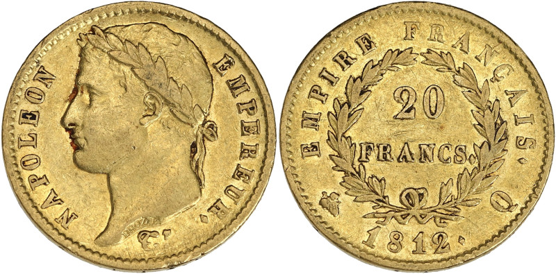 FRANCE
Premier Empire / Napoléon Ier (1804-1814). 20 francs Empire 1812, Q, Perp...