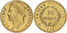 FRANCE
Premier Empire / Napoléon Ier (1804-1814). 20 francs Empire 1812, Q, Perpignan. G.1025 - F.516 - Fr.518 ; Or - 6,40 g - 21 mm - 6 h
Millésime p...