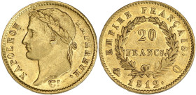 FRANCE
Premier Empire / Napoléon Ier (1804-1814). 20 francs Empire 1812, Q, Perpignan. G.1025 - F.516 - Fr.518 ; Or - 6,44 g - 21 mm - 6 h
Belle quali...