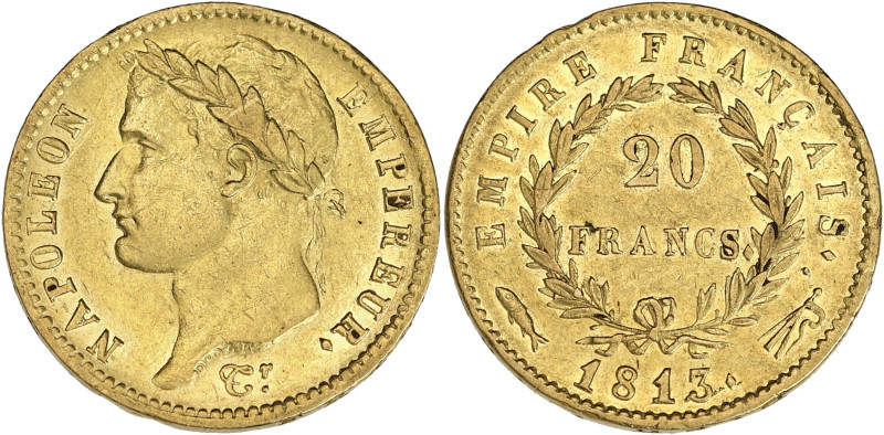 FRANCE
Premier Empire / Napoléon Ier (1804-1814). 20 francs Empire 1813, Utrecht...