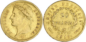 FRANCE
Premier Empire / Napoléon Ier (1804-1814). 20 francs Empire 1813, Utrecht. G.1025 - F.516 - Fr.521 ; Or - 6,41 g - 21 mm - 6 h
Exemplaire bross...