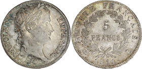 FRANCE
Premier Empire / Napoléon Ier (1804-1814). 5 francs Empire 1811, D, Lyon. G.584 - F.307 ; Argent - 24,91 g - 37 mm - 6 h
Avec une étiquette de ...