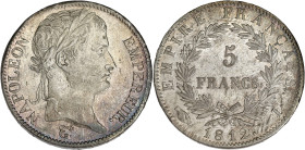 FRANCE
Premier Empire / Napoléon Ier (1804-1814). 5 francs Empire 1812, I, Limoges. G.584 - F.307 ; Argent - 24,96 g - 37 mm - 6 h
Avec une étiquette ...