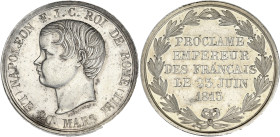 FRANCE
Cent-Jours / Napoléon Ier (mars-juillet 1815). Médaillette, Napoléon II, roi de Rome, proclamé EMPEREUR le 23 juin 1815, par Henrionnet ND (184...