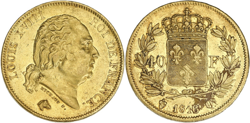 FRANCE
Louis XVIII (1814-1824). 40 francs 1816, Q, Perpignan. G.1092 - F.542 - F...