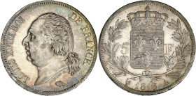 FRANCE
Louis XVIII (1814-1824). 5 francs buste nu 1816, A, Paris. G.614 - F.309 ; Argent - 25,05 g - 37 mm - 6 h
Avec une étiquette de collection : ac...