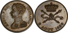 FRANCE
Henri V (1820-1883). Module de 5 francs, avènement le 2 août 1830 1830. VG.2687 ; Bronze - 21,12 g - 37 mm - 12 h
Superbe.