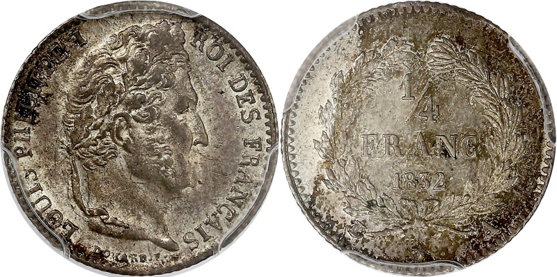 FRANCE
Louis-Philippe Ier (1830-1848). 1/4 franc 1832, A, Paris. G.355 - F.166 ;...