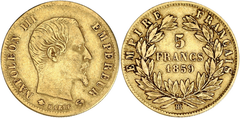 FRANCE
Second Empire / Napoléon III (1852-1870). 5 francs tête nue, grand module...