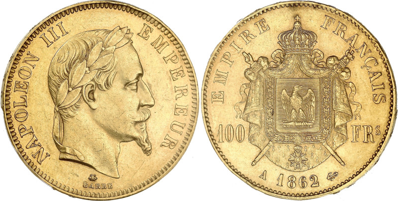 FRANCE
Second Empire / Napoléon III (1852-1870). 100 francs tête laurée 1862, A,...