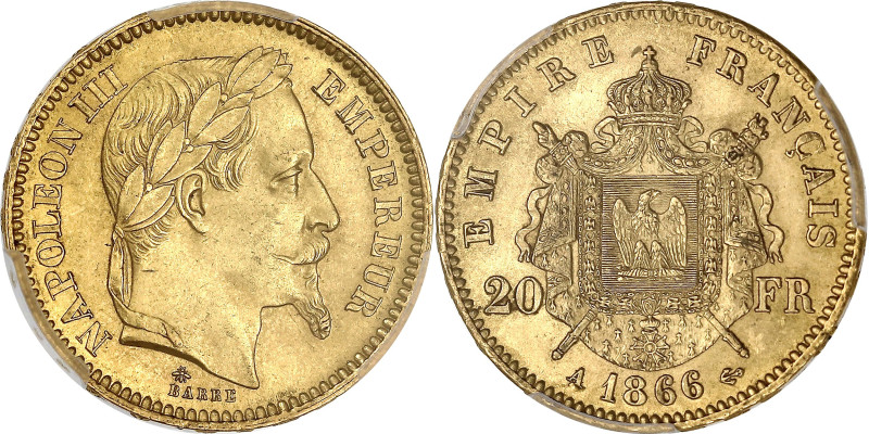 FRANCE
Second Empire / Napoléon III (1852-1870). 20 francs tête laurée 1866, A, ...