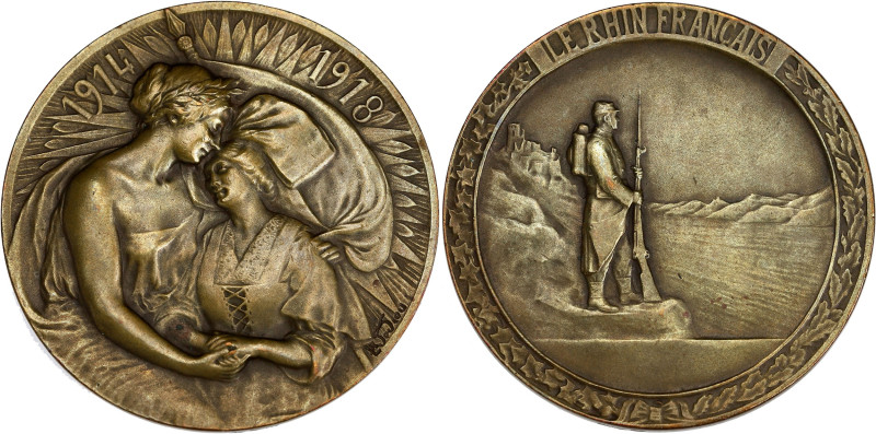 FRANCE
IIIe République (1870-1940). Médaille, le Rhin français, guerre 1914-1918...