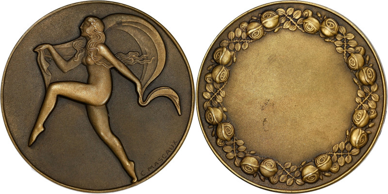 FRANCE
IIIe République (1870-1940). Médaille, femme dansant (Isadora Duncan), pa...