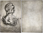 FRANCE
IIIe République (1870-1940). Médaille, plaque uniface, République Française, buste de Marianne, par Vernier ND. Argent - 117,09 g - 49 x 72 mm ...