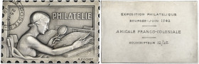 FRANCE
IIIe République (1870-1940). Plaque (médaille-timbre), la Philatélie, par R. Cochet ND (1942), Paris. Bronze argenté - 54,7 g - 39 mm - 12 h
Av...