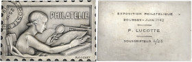 FRANCE
IIIe République (1870-1940). Plaque (médaille-timbre), la Philatélie, par R. Cochet ND (1942), Paris. Bronze argenté - 57,14 g - 39 mm - 12 h
A...