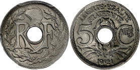 FRANCE
IIIe République (1870-1940). 5 centimes, Lindauer 1921, Paris. G.170 - F.122 ; Cupro-nickel - 2 g - 17 mm - 6 h
PCGS MS66 (36041983). Fleur de ...