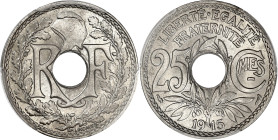 FRANCE
IIIe République (1870-1940). 25 centimes, Lindauer, souligné 1915, Paris. G.379 - F.170 ; Nickel - 5 g - 24 mm - 6 h
PCGS MS67 (36533686). Fleu...