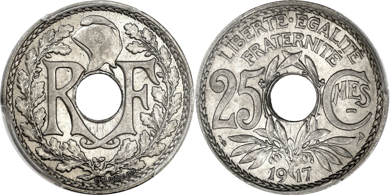 FRANCE
IIIe République (1870-1940). 25 centimes, Lindauer, souligné 1917, Paris....