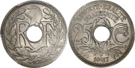 FRANCE
IIIe République (1870-1940). 25 centimes, Lindauer 1917, Paris. G.380 - F.171 ; Cupro-nickel - 5 g - 24 mm - 6 h
PCGS MS66 (36554139). Fleur de...
