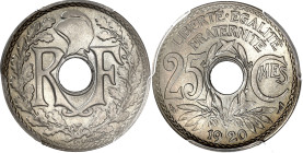 FRANCE
IIIe République (1870-1940). 25 centimes, Lindauer 1920, Paris. G.380 - F.171 ; Cupro-nickel - 5 g - 24 mm - 6 h
PCGS MS66 (36041980). Fleur de...