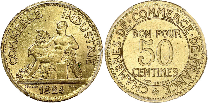 FRANCE
IIIe République (1870-1940). 50 centimes, Chambre de Commerce 1924, Paris...