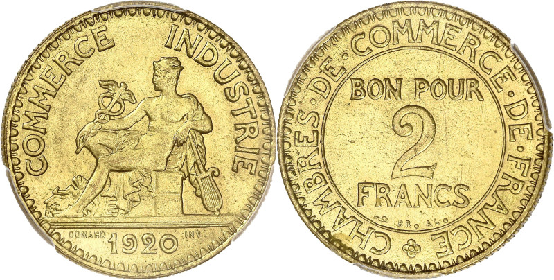 FRANCE
IIIe République (1870-1940). 2 francs, Chambre de Commerce 1920, Paris. G...