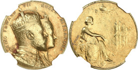 GRANDE-BRETAGNE
Édouard VII (1901-1910). Médaille d’or Édouard VII et Reine Alexandra Dock par Fuchs 1907. BHM.3772 ; Or - 6,59 g - 20 mm - 12 h
NGC A...