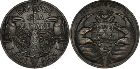 GUYANE
IVe République (1947-1958). Médaille, centenaire de la Banque de la Guyane par Baron 1955. Bronze - 97,98 g - 59 mm - 12 h
Patine foncée. TTB à...