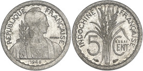 INDOCHINE
Gouvernement provisoire de la République française (1944-1946). Essai de 5 centimes 1946, Paris. Lec.126 ; Aluminium - 0,69 g - 18 mm - 6 h
...
