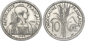 INDOCHINE
Gouvernement provisoire de la République française (1944-1946). Essai de 10 centimes 1945, Paris. Lec.185 ; Aluminium - 1,29 g - 23 mm - 6 h...