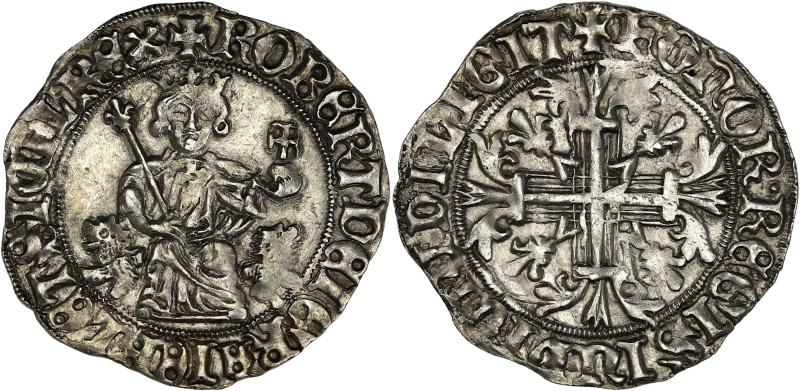 ITALIE
Naples (royaume de), Robert d’Anjou (1309-1343). Carlin d’argent ND (1339...