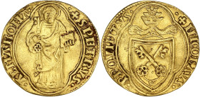ITALIE
Vatican, Nicolas V (1447-1455). Ducat papal ND, Rome. Fr.6 ; Or - 3,39 g - 22 mm - 8 h
Flan légèrement voilé. Type peu commun. TTB.