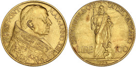 ITALIE
Vatican, Pie XI (1922-1939). 100 lire 1934, Rome. Fr.283 ; Or - 8,81 g - 23,5 mm - 6 h
Superbe.
