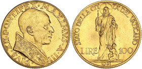 ITALIE
Vatican, Pie XII (1939-1958). 100 lire 1941, Rome. Fr.286 ; Or - 5,20 g - 20,5 mm - 6 h
Superbe à Fleur de coin.