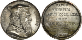 ITALIE
Venise, Cristoforo Moro (1462-1471). Médaille, Pietro Bembo né à Venise, par Veyrat 1823, Paris. Bronze argenté - 44,65 g - 41 mm - 12 h
En bro...