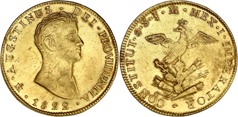 MEXIQUE
Agustín de Iturbide (1822-1823). 8 escudos 1822, M°, Mexico. Fr.59 ; Or ...