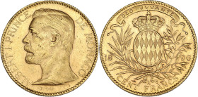 MONACO
Albert Ier (1889-1922). 100 (cent) francs 1896, A, Paris. G.MC.124 - Fr.13 ; Or - 32,24 g - 35 mm - 6 h
Marques sur le portrait sinon absolumen...