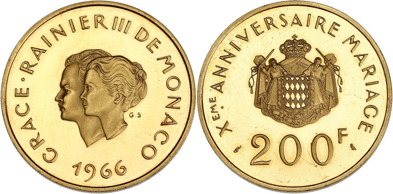 MONACO
Rainier III (1949-2005). 200 francs or Grace et Rainier III 1966. G.MC.16...