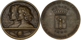 MONACO
Rainier III (1949-2005). Médaille pour les championnats du monde d’escrime par Camus 1950. Bronze - 36,52 g - 40 mm - 12 h
Rare et très belle m...