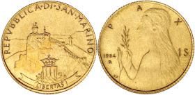 SAINT-MARIN
République. 1 scudo 1984, R, Rome. Fr.33 ; Or - 2,01 g - 16 mm - 6 h
Superbe.