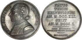 SUISSE
Confédération Helvétique (1848 à nos jours). Médaille, Johann Kaspar Lavater né à Zurich, par Levêque 1818, Paris. Schweizer Medaillen 465 (Ag)...