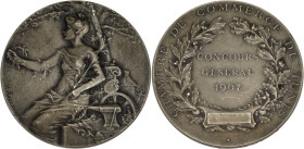 TUNISIE
Mohamed el-Naceur, Bey (1906-1922). Médaille de la Chambre de Commerce de Tunis, concours général par Rasumny 1907. Argent - 46,75 g - 46 mm -...