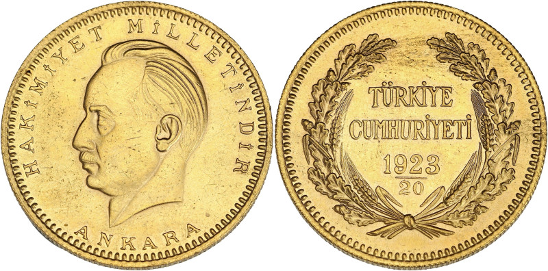 TURQUIE
République (1923- à nos jours). 500 kurush 1943. Fr.213 ; Or - 36,11 g -...