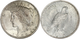USA
République fédérale des États-Unis d’Amérique (1776-à nos jours). Peace dollar 1922, Philadelphie. KM.150 ; Argent - 26,74 g - 37,5 mm - 6 h
Super...