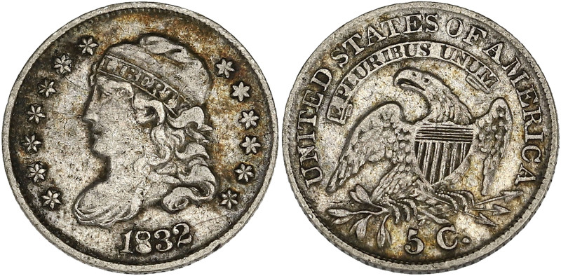 USA
République fédérale des États-Unis d’Amérique (1776-à nos jours). 5 cents 18...